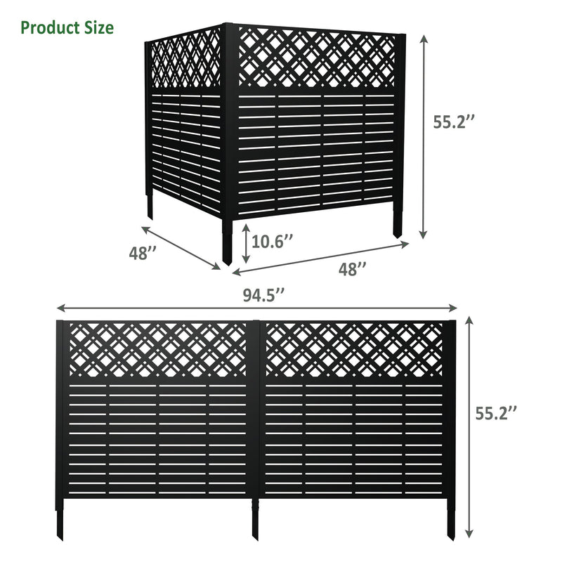 W48'' x H47.3'' x 2 Panels Metal Privacy Screen by HouseOfZazla