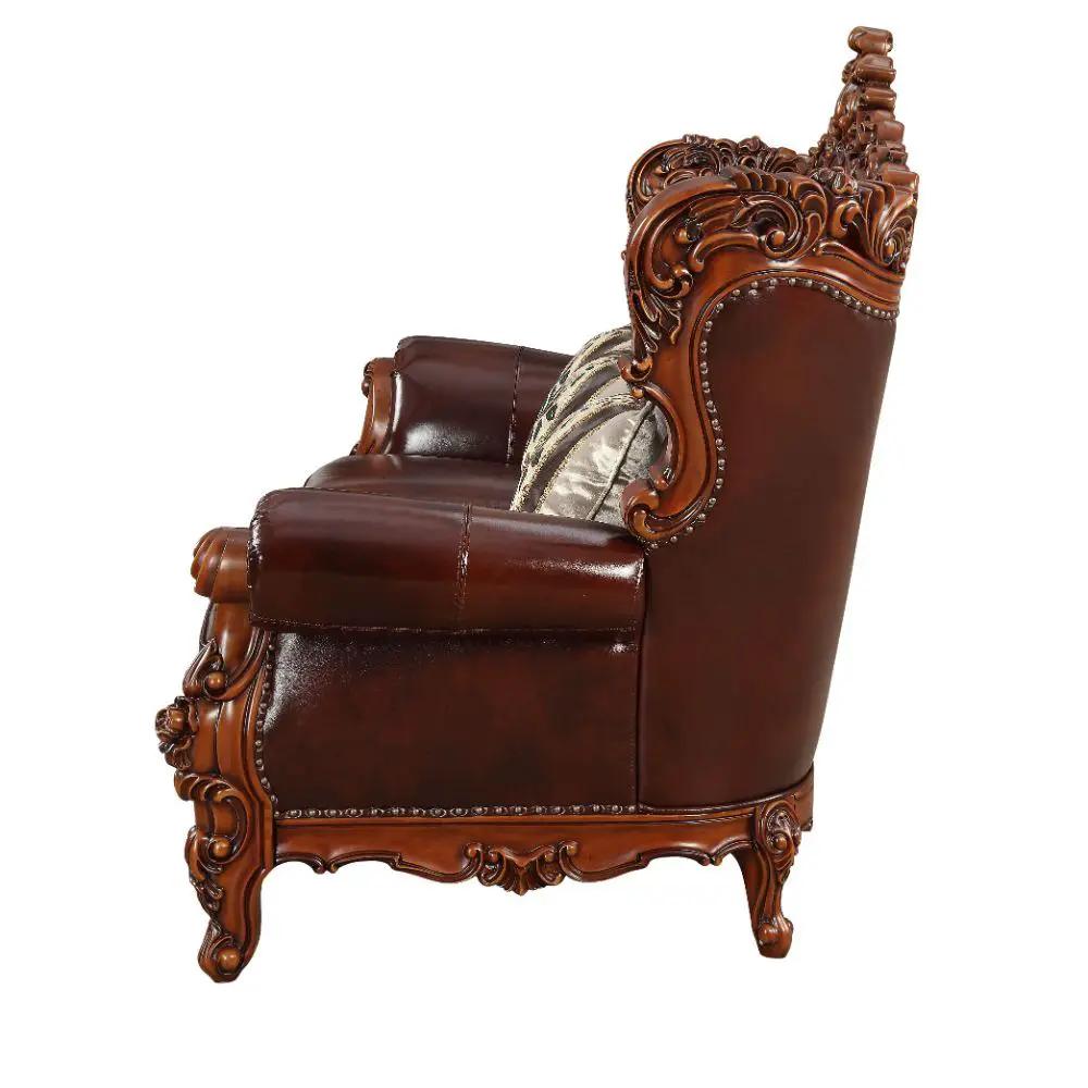 Eustoma - Sofa - Cherry Top Grain Leather Match & Walnut by Unique Piece Furniture