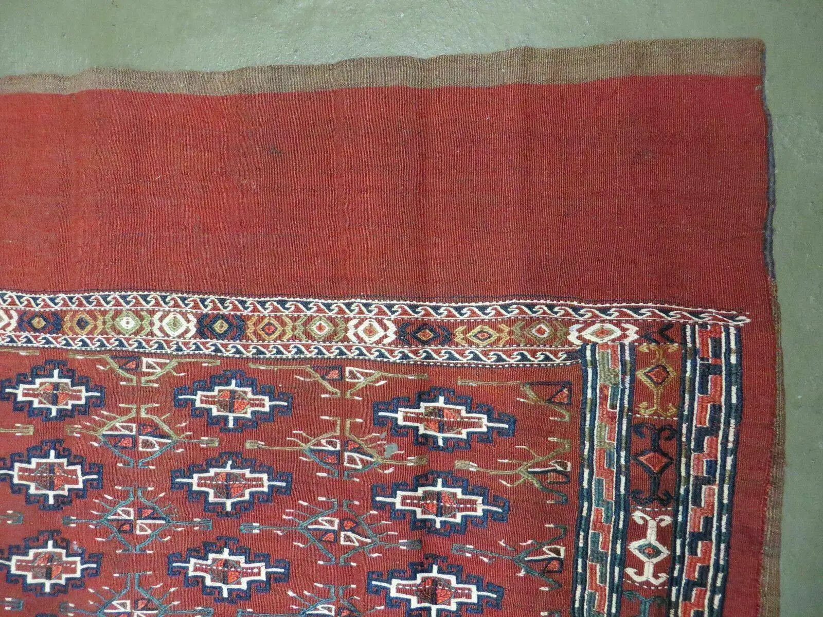 45" X 32" Antique Handmade Bokhara Turkoman Yomud Chuval Wool Rug Soumak NICE by Jewel Rugs
