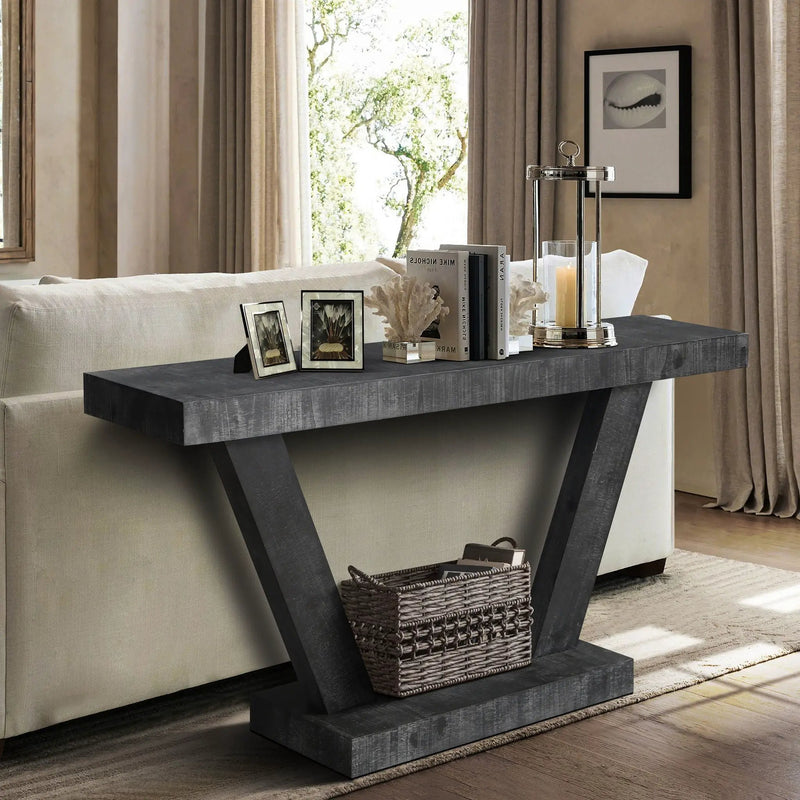 Vintage Distressed Wood Entryway Bench With 2 Tier Storage Cabinet by Unique Piece Furniture