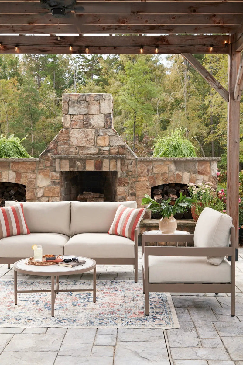 Bluff Trail - Loveseat, Lounge Chairs, Tables Set (Set of 5) - Beige by Unique Piece Furniture