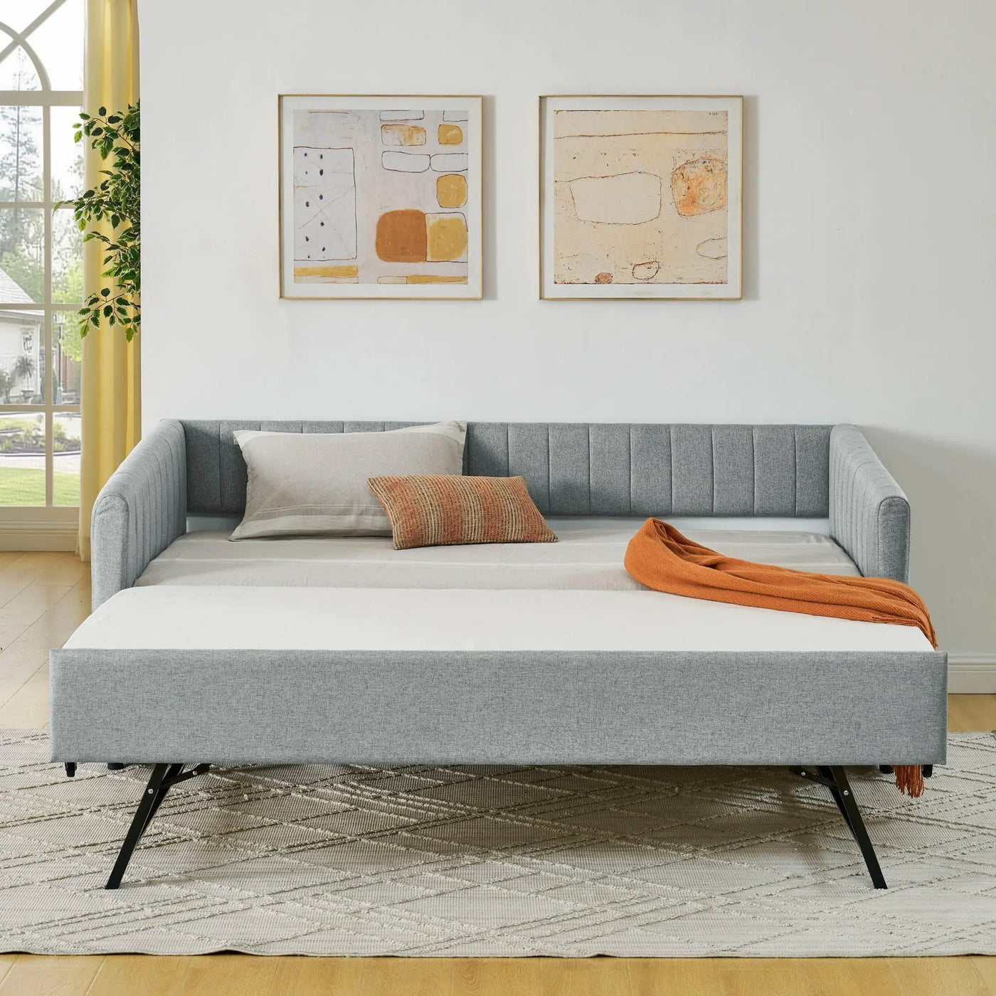 Upholstered Daybed With Trundle With Vertical Stripes by HouseOfZazla