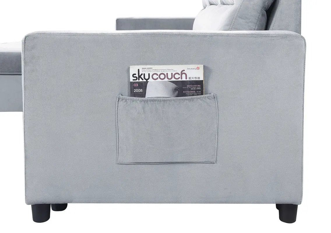 Ivy - Reversible Sleeper Sectional Sofa With Storage Chaise And Side Pocket by HouseOfZazla