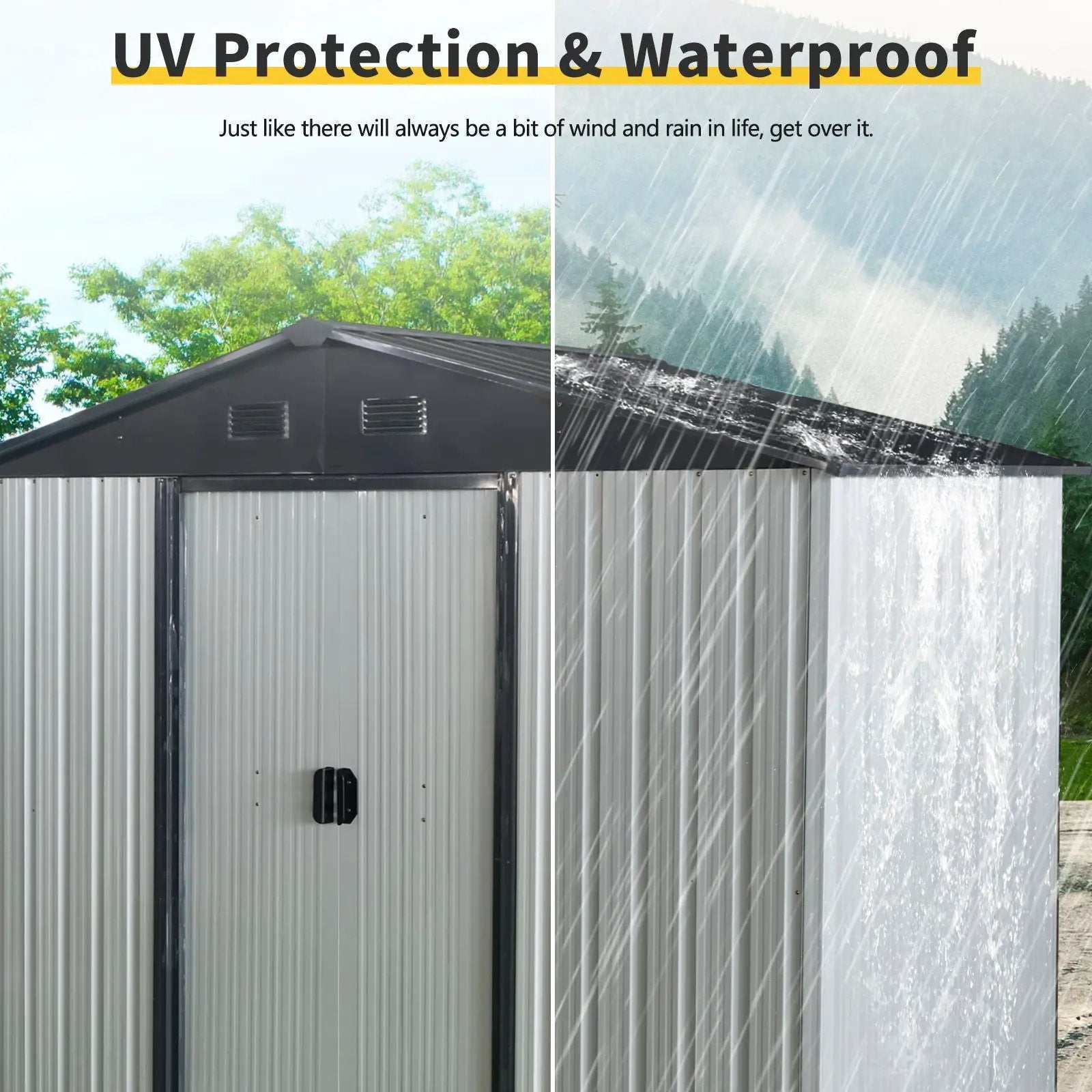 Outdoor Metal Storage Shed With Sliding Door And Foundation For Backyard, Patio, Lawn by HouseOfZazla