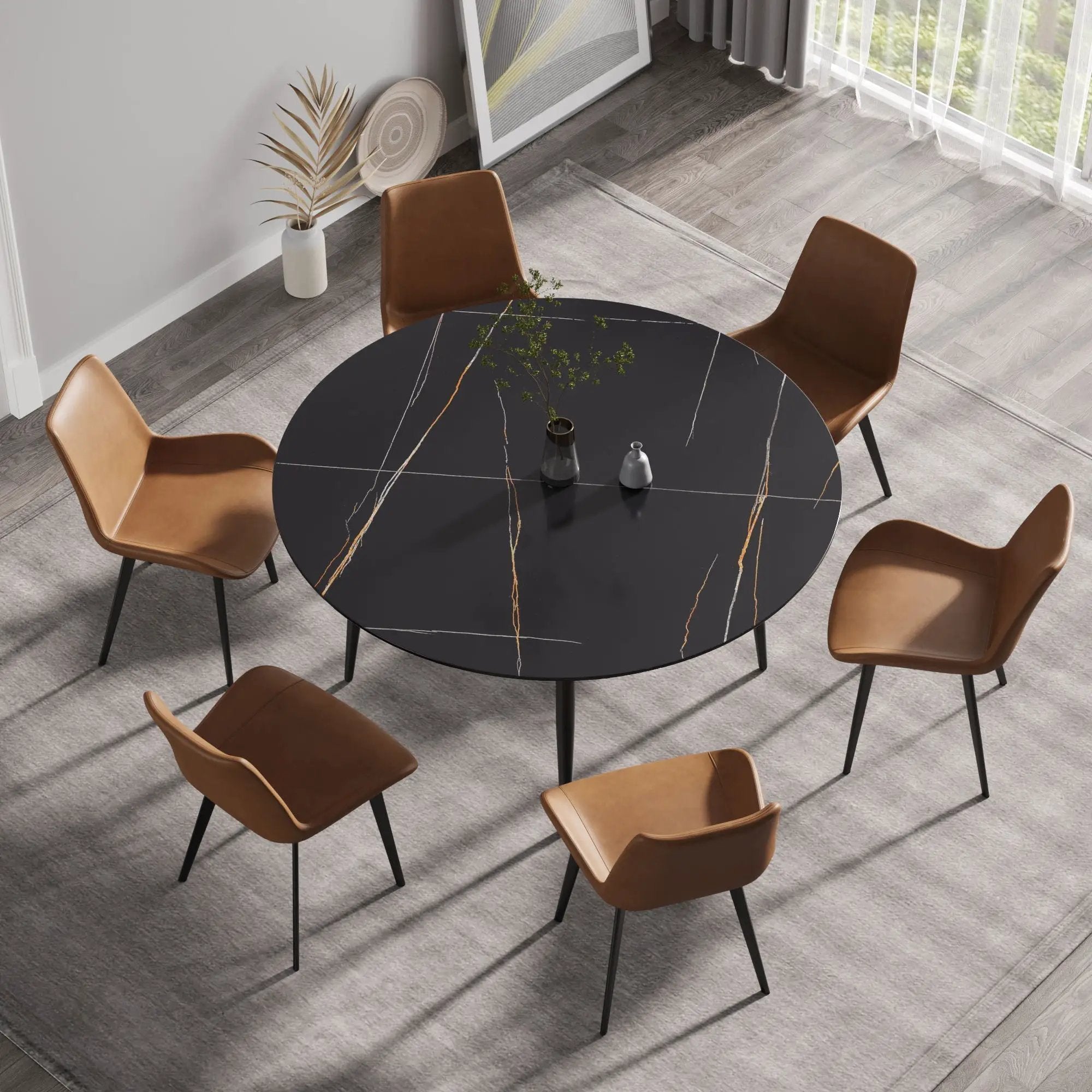 Modern Man-Made Stone Round Dining Table-Position For 6 People by HouseOfZazla