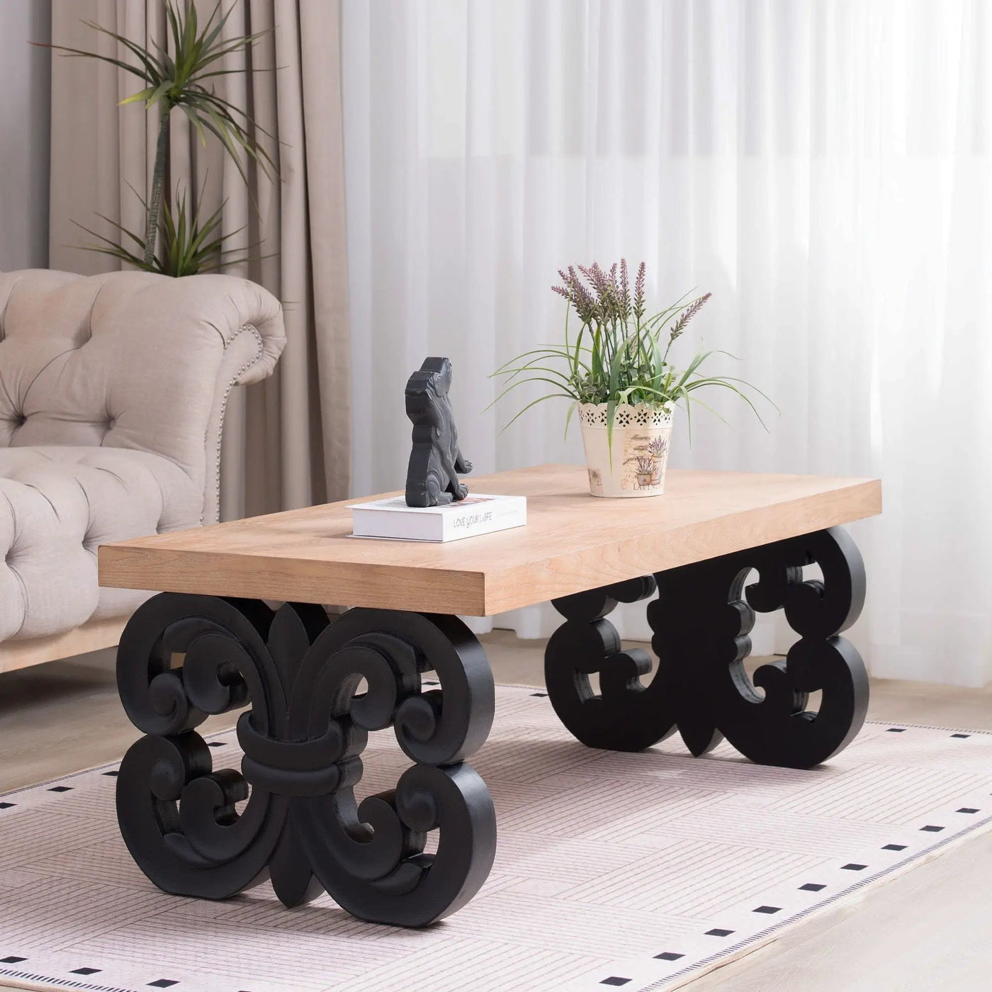 Ornate Scroll Base Coffee Table by HouseOfZazla