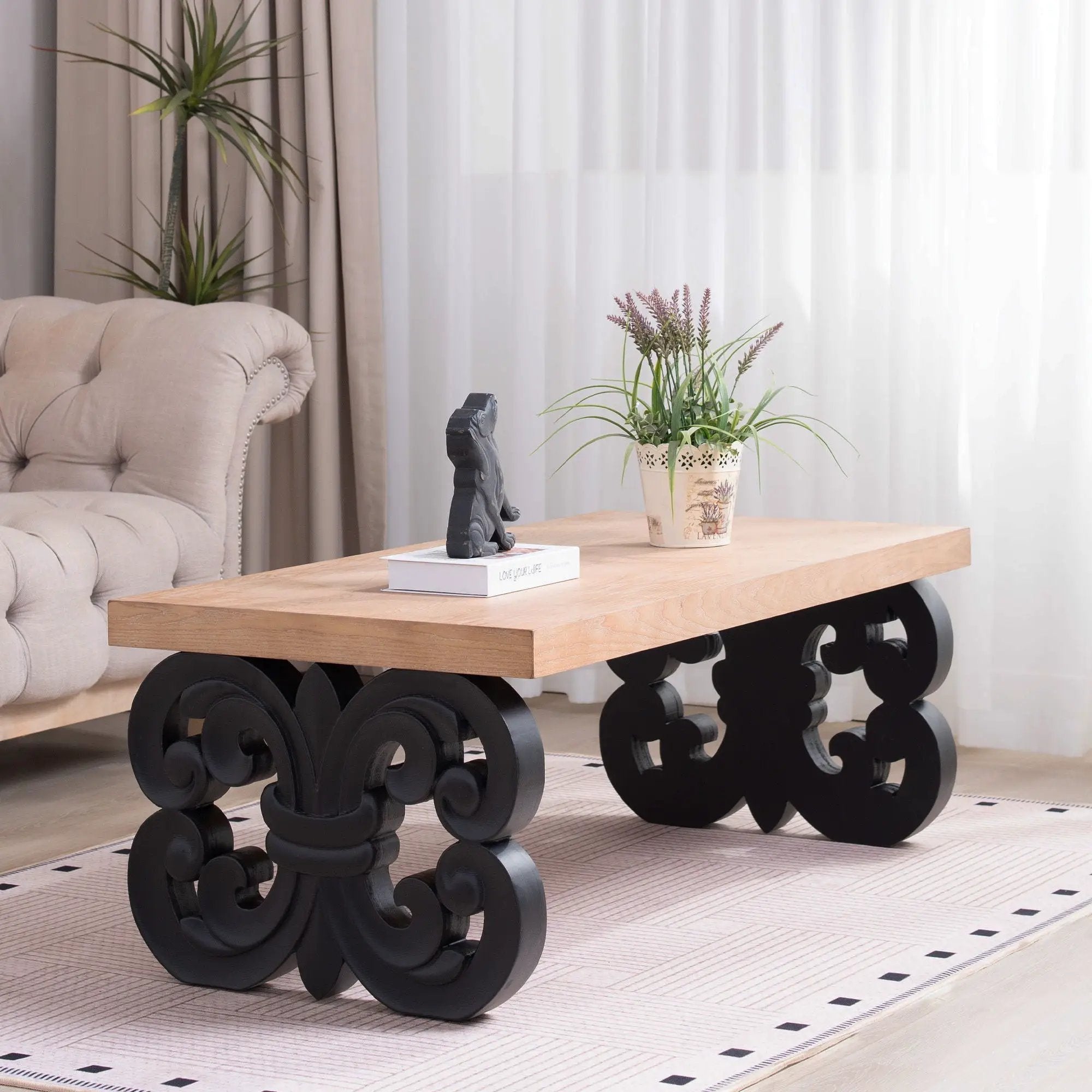 Ornate Scroll Base Coffee Table by HouseOfZazla