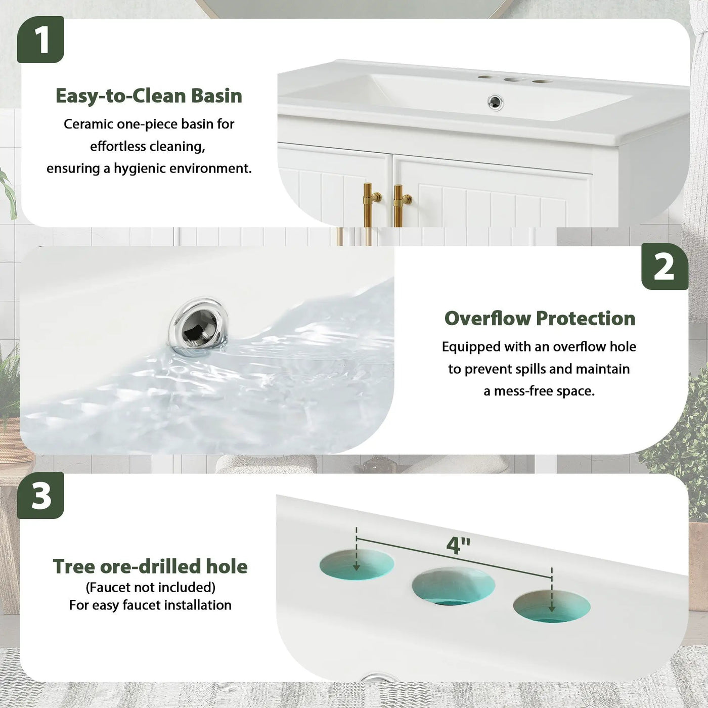 Elegant Bathroom Vanity With Ceramic Sink And Versatile Storage by Unique Piece Furniture