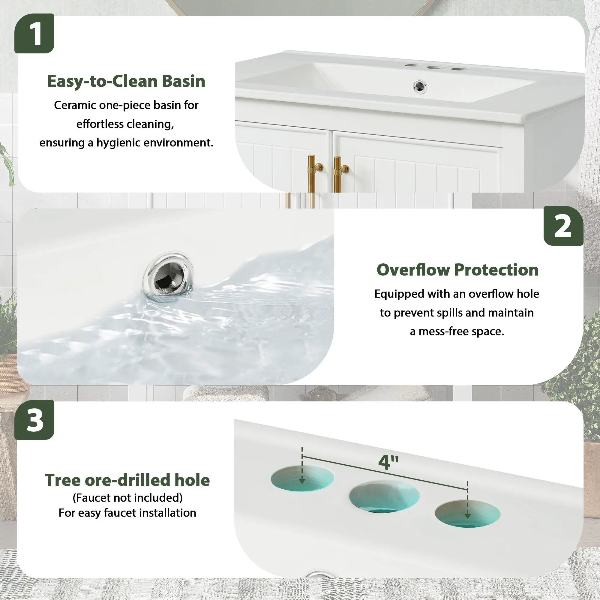 Elegant Bathroom Vanity With Ceramic Sink And Versatile Storage by Unique Piece Furniture