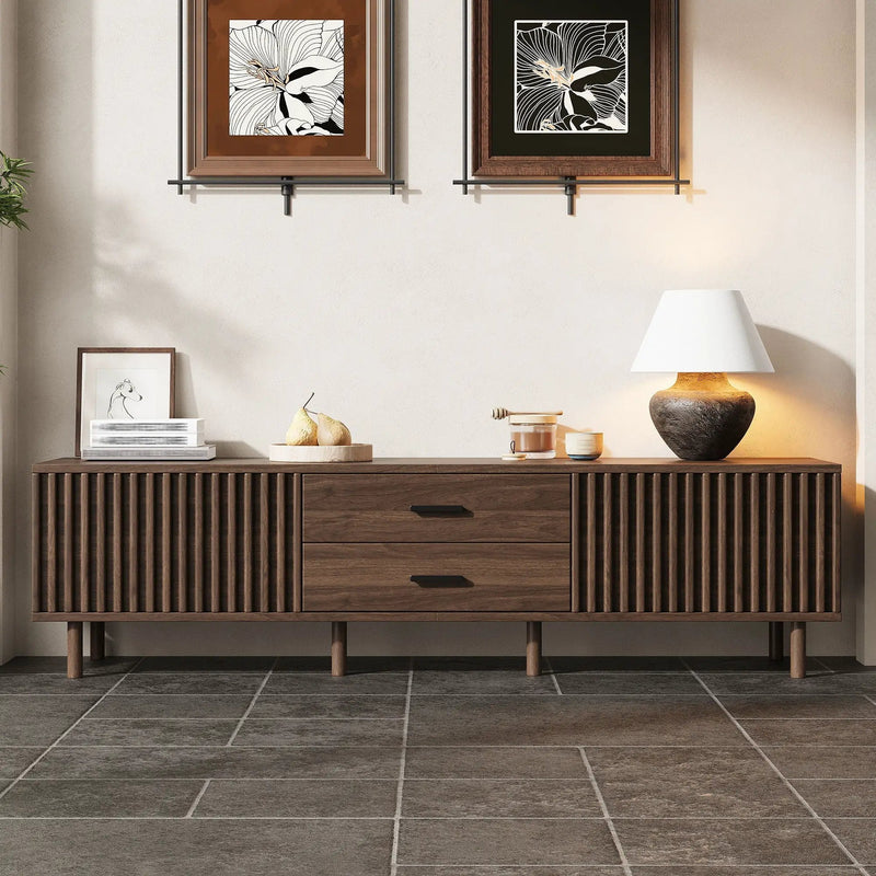 TV Stand For TVs Up To 80", Media Entertainment Center With Ample Storage - Dark Brown by HouseOfZazla