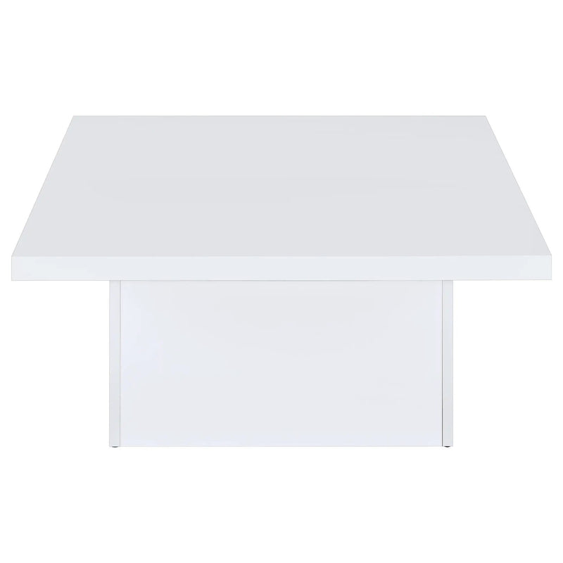 Devar Square Engineered Wood Coffee Table White High Gloss by Unique Piece Furniture