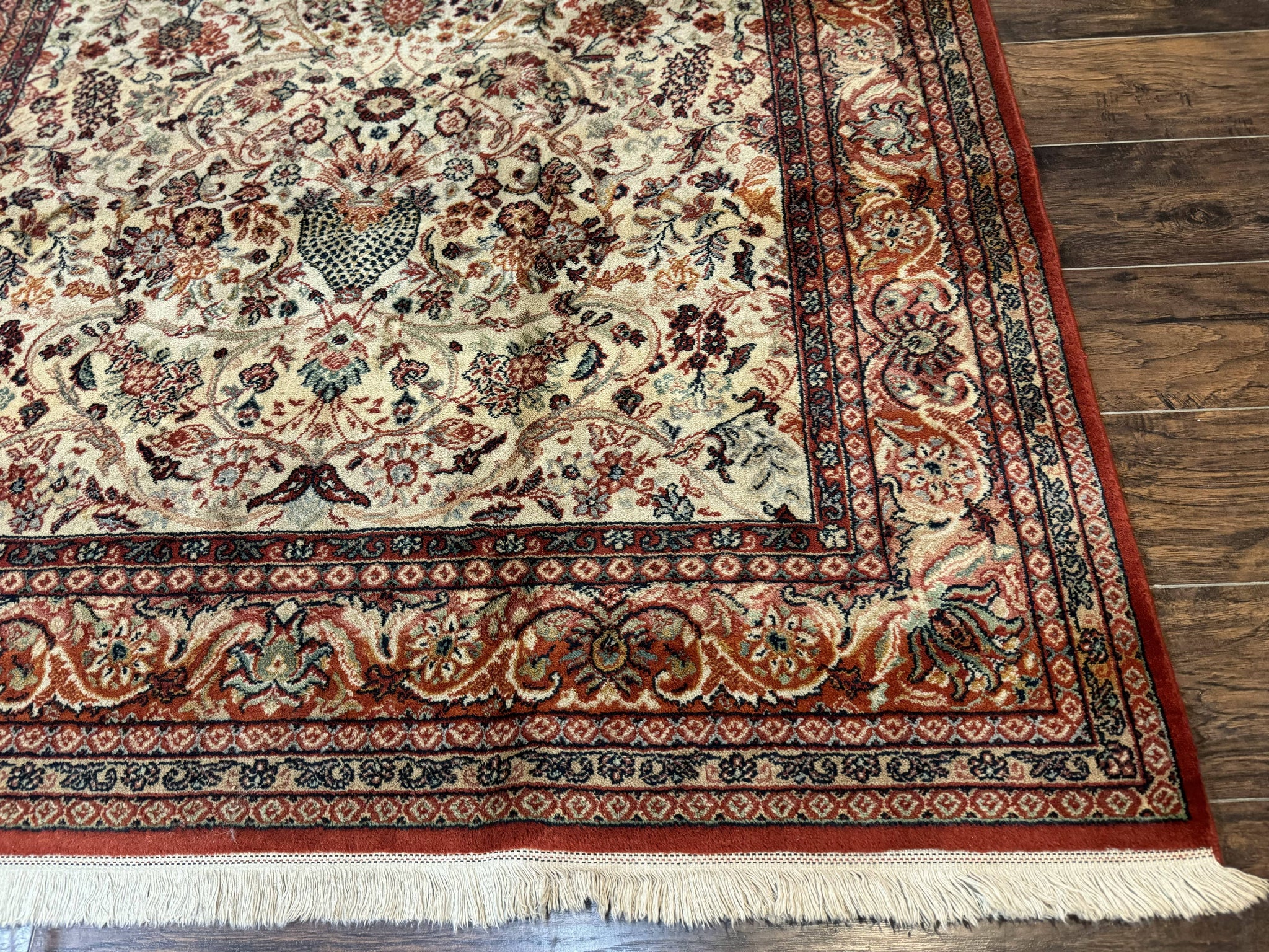 Antique Persian Rug 5x7, Allover Floral with Vases, Beige and Red, Belgian Power Loomed Rug, Vintage by Jewel Rugs