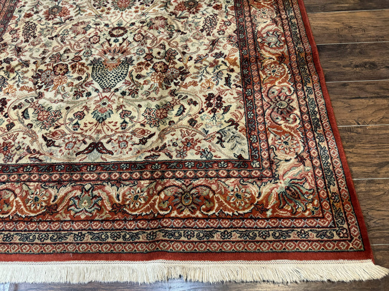 Antique Persian Rug 5x7, Allover Floral with Vases, Beige and Red, Belgian Power Loomed Rug, Vintage by Jewel Rugs