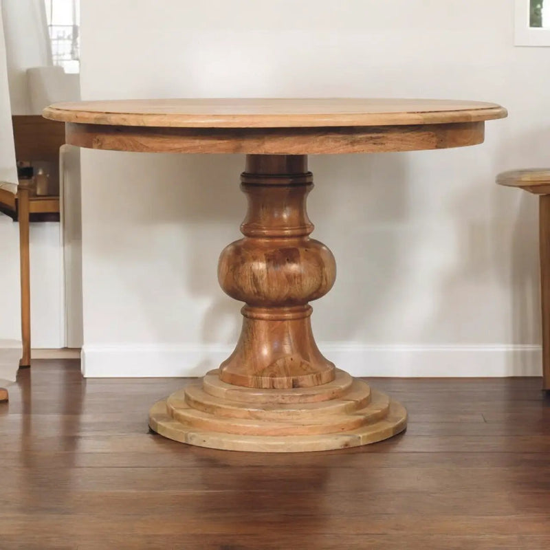 Solid Wood Round Turned Dining Table by HouseOfZazla