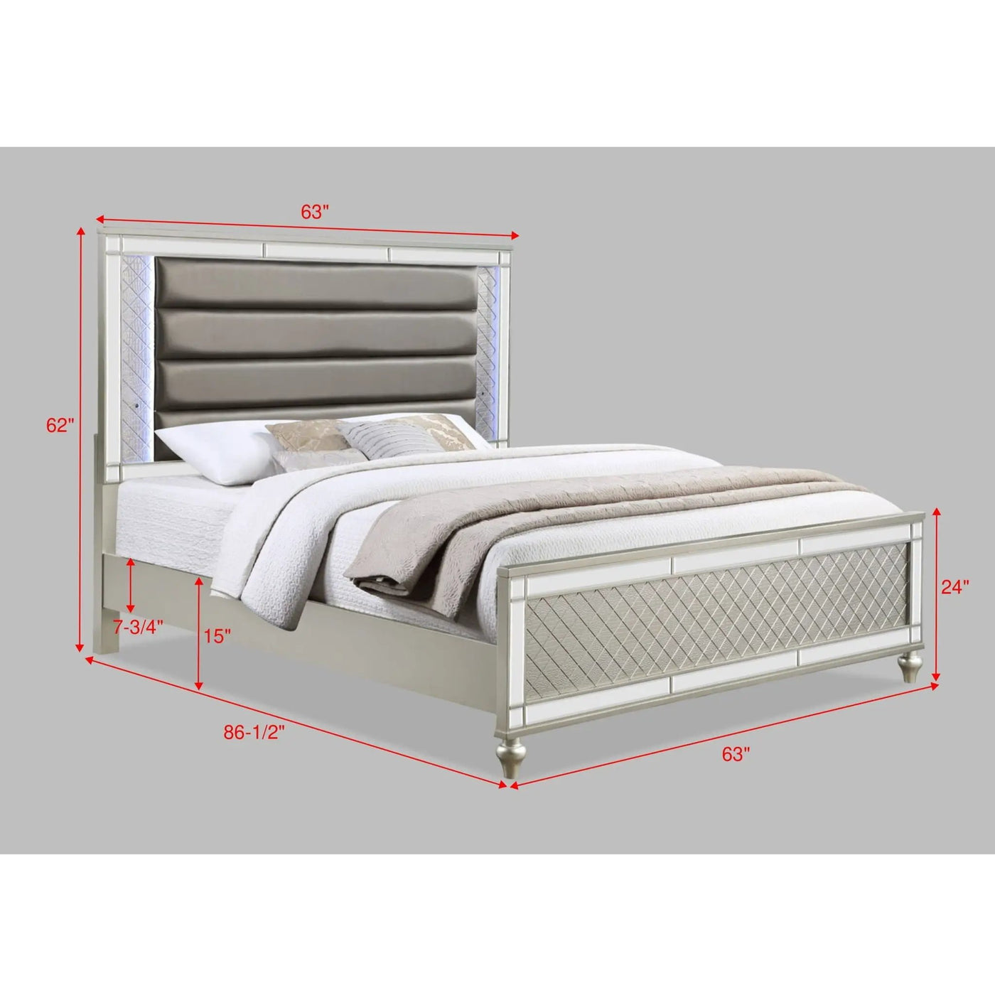 Modern Panel Bed Wit Tufted Design And Integrated LED Lighting by Unique Piece Furniture