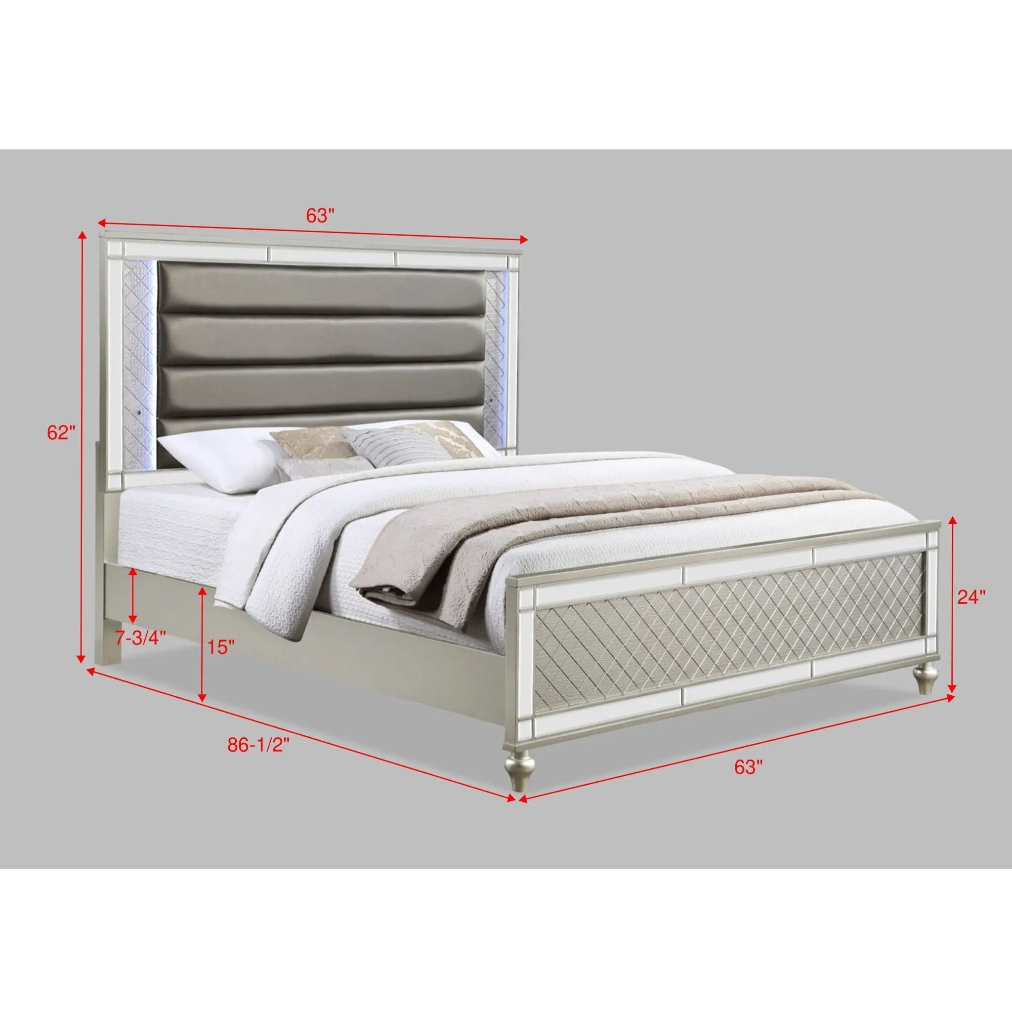 Modern Panel Bed Wit Tufted Design And Integrated LED Lighting by Unique Piece Furniture