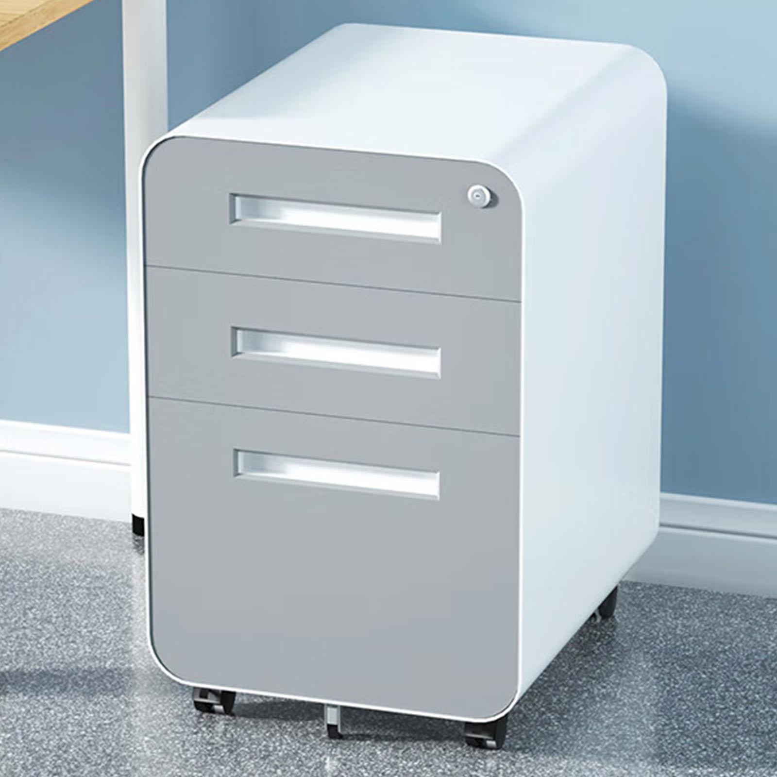 3 Drawer Mobile File Cabinet Under Desk Office, Simple Style Versatile Storage Cabinet For Legal / Letter / A4 Files, 5 Wheel Design Anti-Tilting Cold Rolled Steel Waterproof Moisture-Proof by Unique Piece Furniture