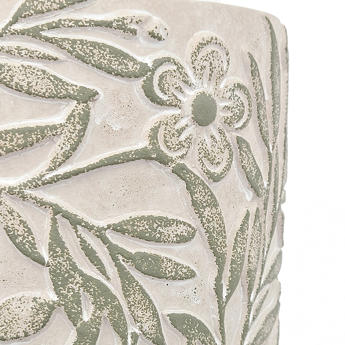 Set of 2 Garden Pots & Planters with Etched Floral Motif - Green & Gray, photo 9 of 10