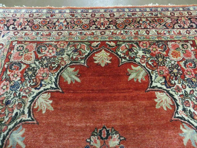 Antique Persian Sarouk Rug 5x8, Red, Semi Open Field, Hand Knotted, Wool by Jewel Rugs