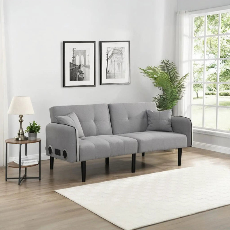 Modern Folding Ottoman Sofa Bed With Stereo System - Gray by HouseOfZazla