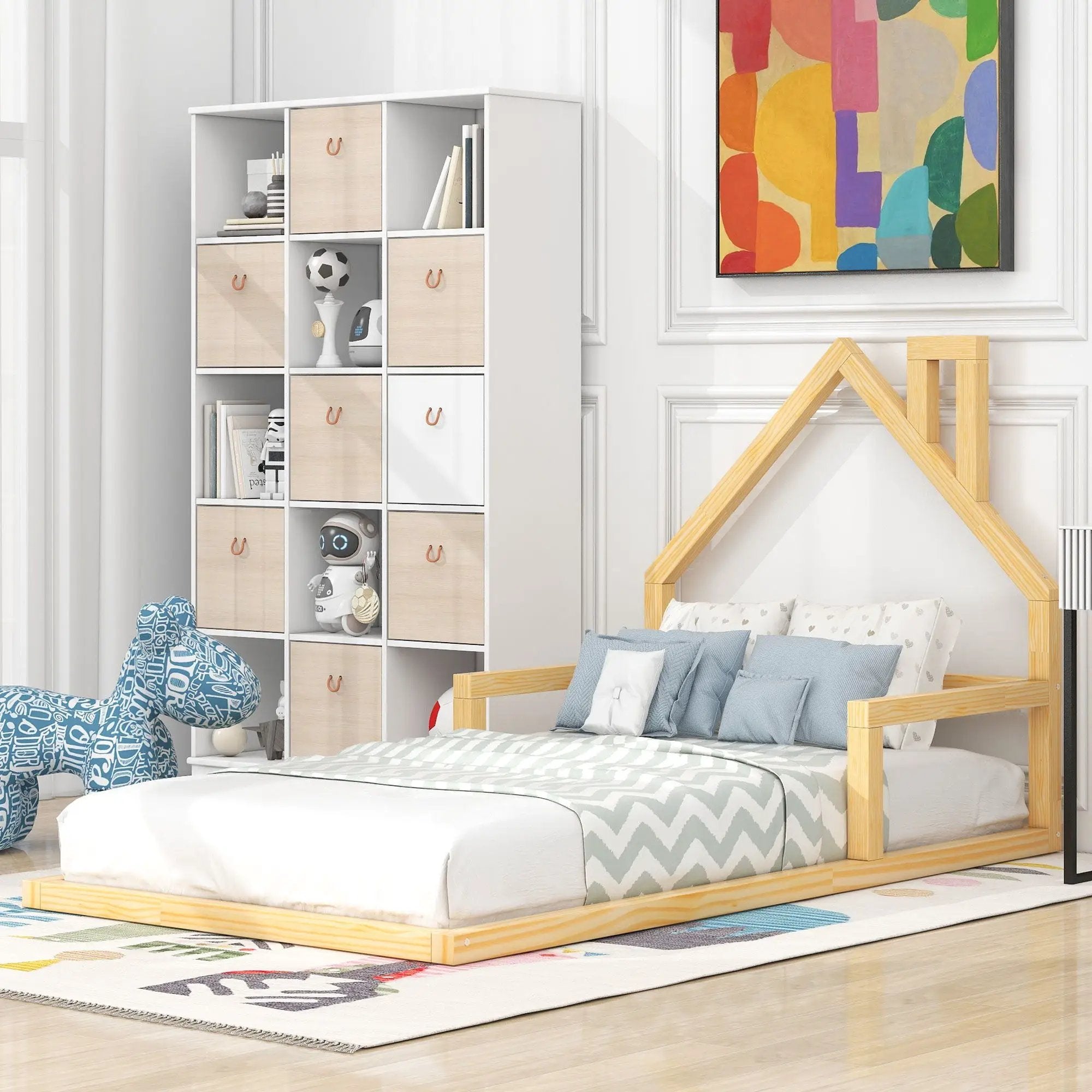 Floor Bed With House Shaped Headboard by Unique Piece Furniture