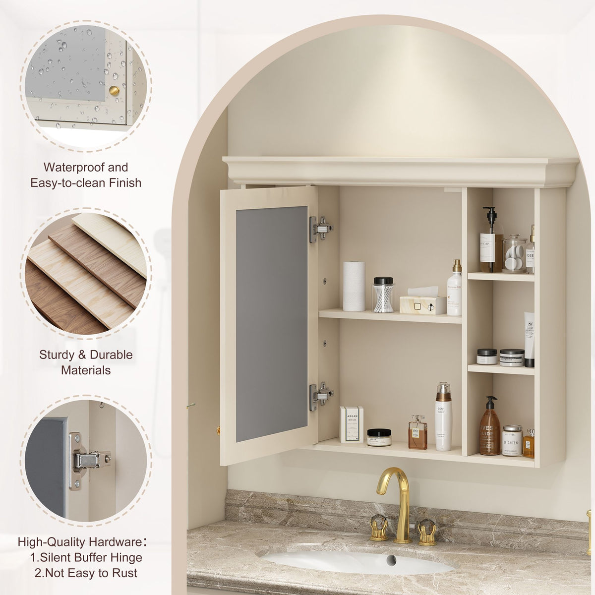 Wall Mounted Bathroom Storage Cabinet with Mirror Door - 35.5" Wide, photo 34 of 40