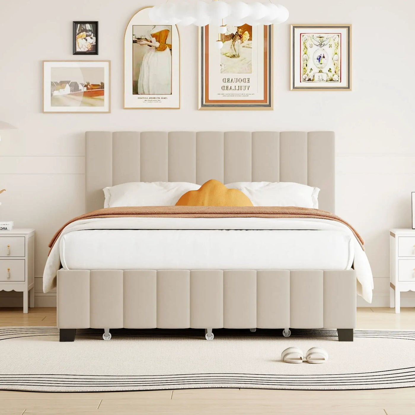 Platform UpholsteredBed With 2 Drawers And Twin Long Trundle by HouseOfZazla