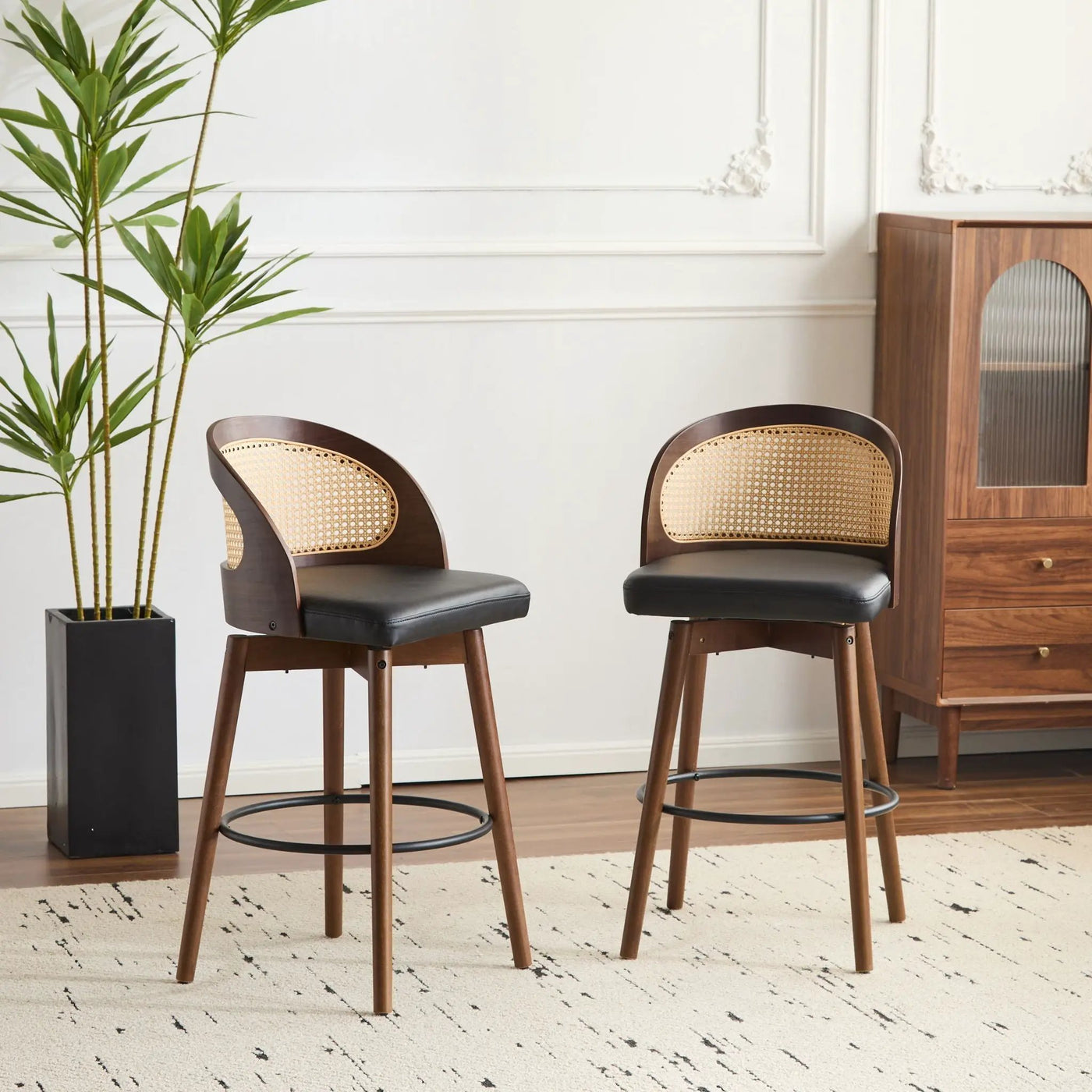 Como Indoor Wood Barstool Set of 2 by HouseOfZazla