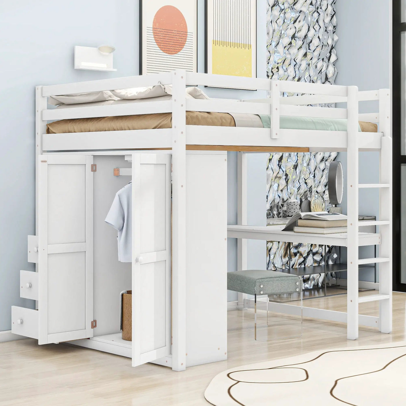Loft Bed With Built In Wardrobe, Shelves And Drawers by Unique Piece Furniture