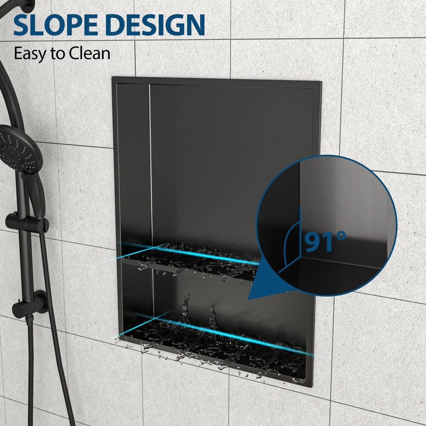 Modern Stainless Steel Shower Niche Double Shelf For Bathroom by HouseOfZazla