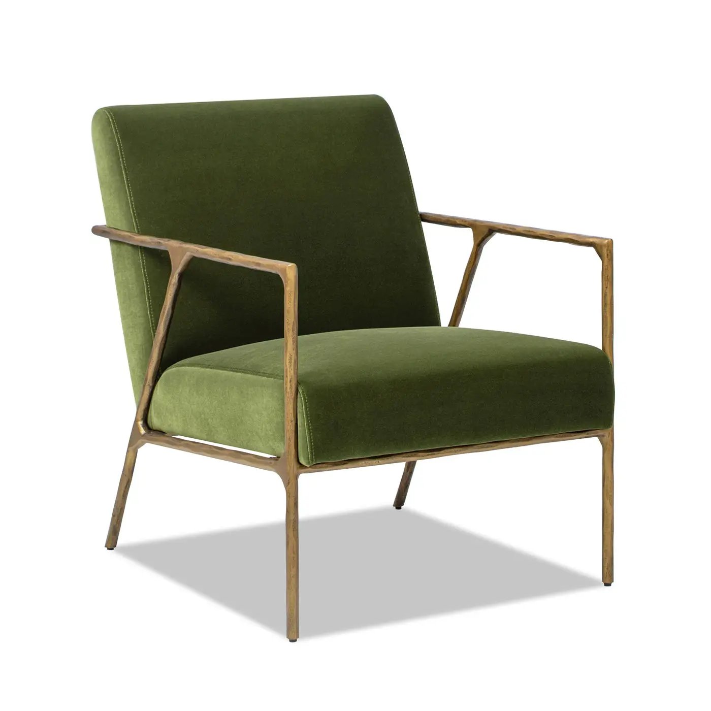 Aerin - Hammered Brass Upholstered Accent Arm Chair by HouseOfZazla
