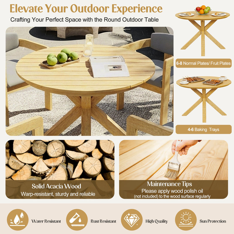 5-Piece Outdoor Acacia Wood Round Dining Set by HouseOfZazla