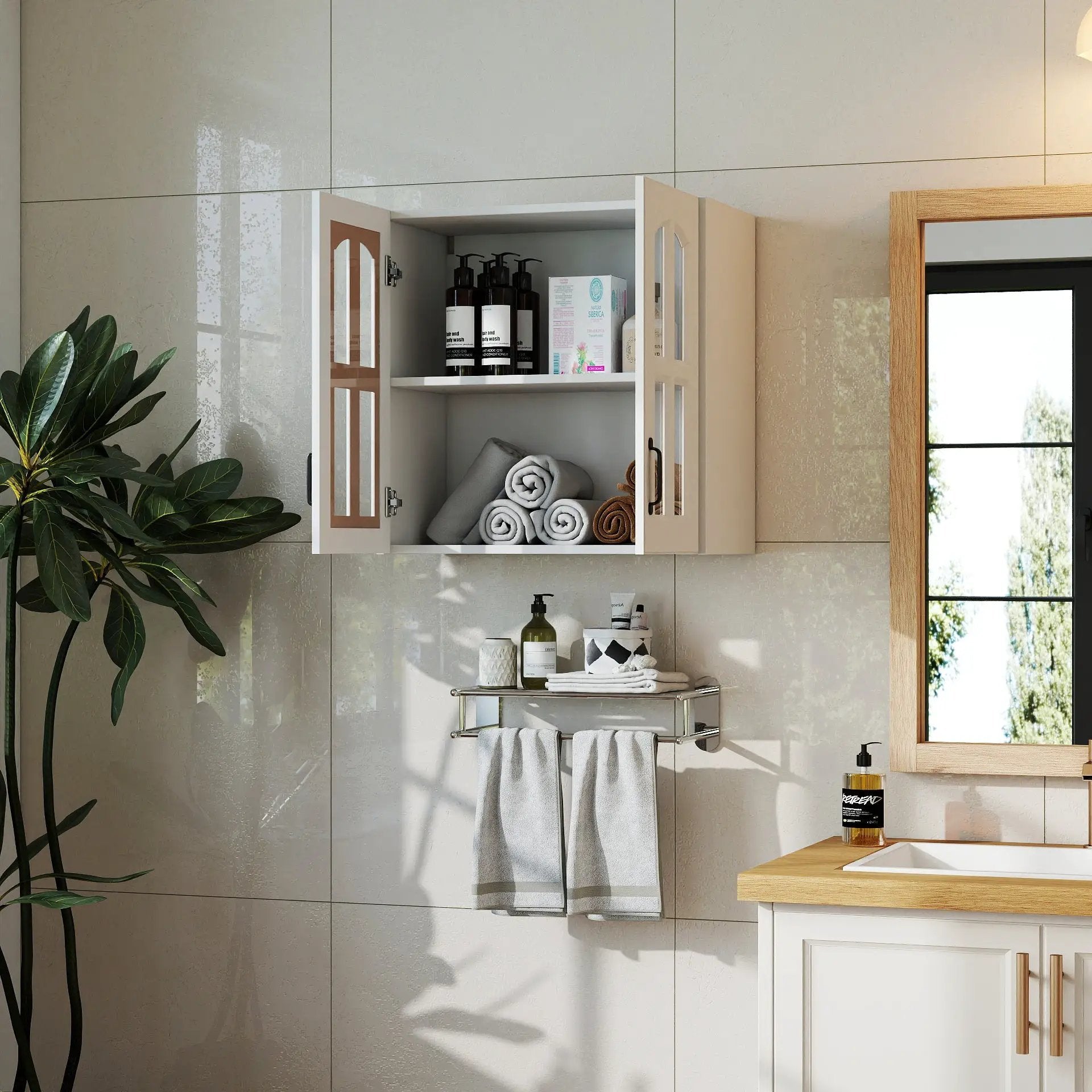 Wall Cabinet with Glass Door and Adjustable Shelves by HouseOfZazla