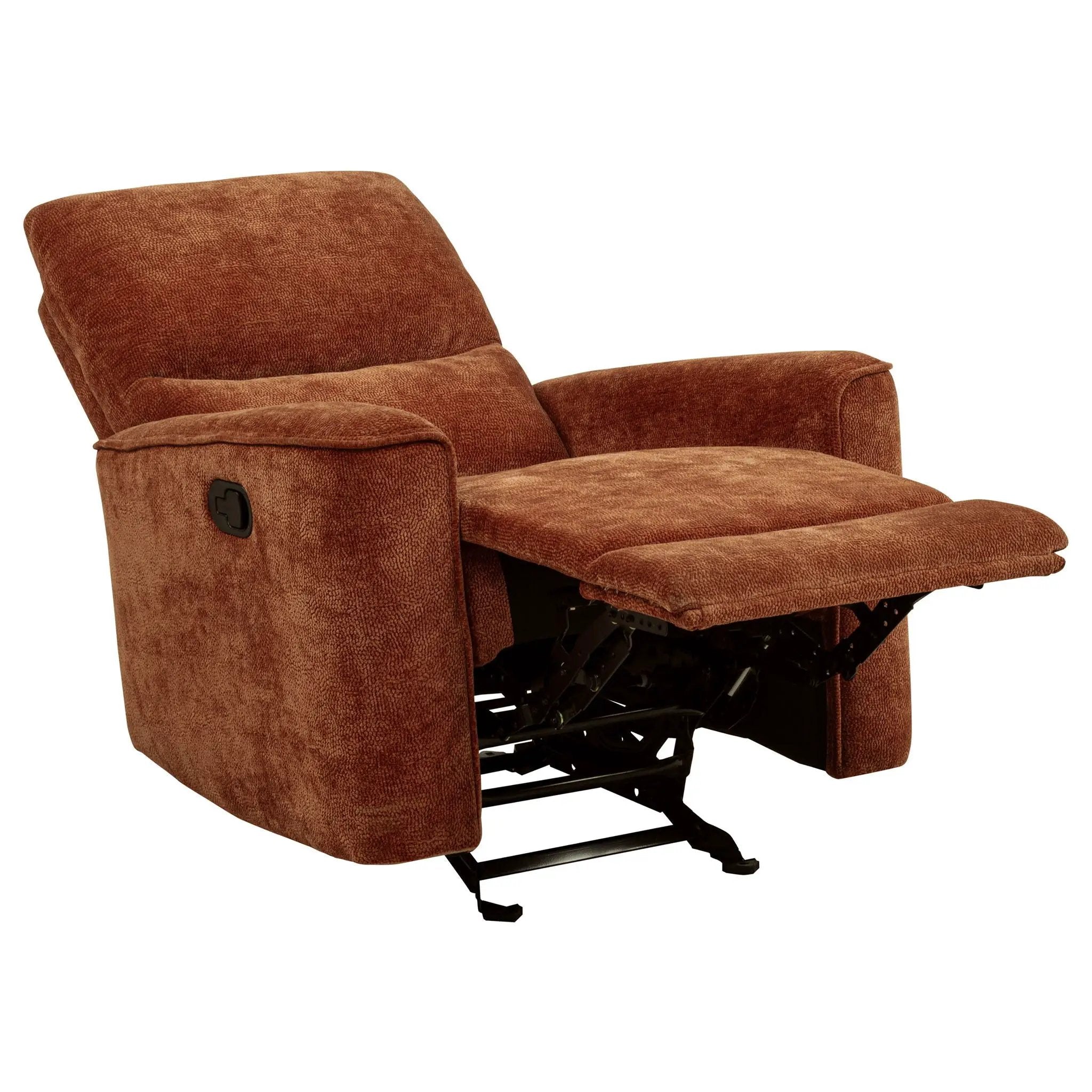 Navarro Chenille Upholstered Glider Recliner Burnt Orange by Unique Piece Furniture