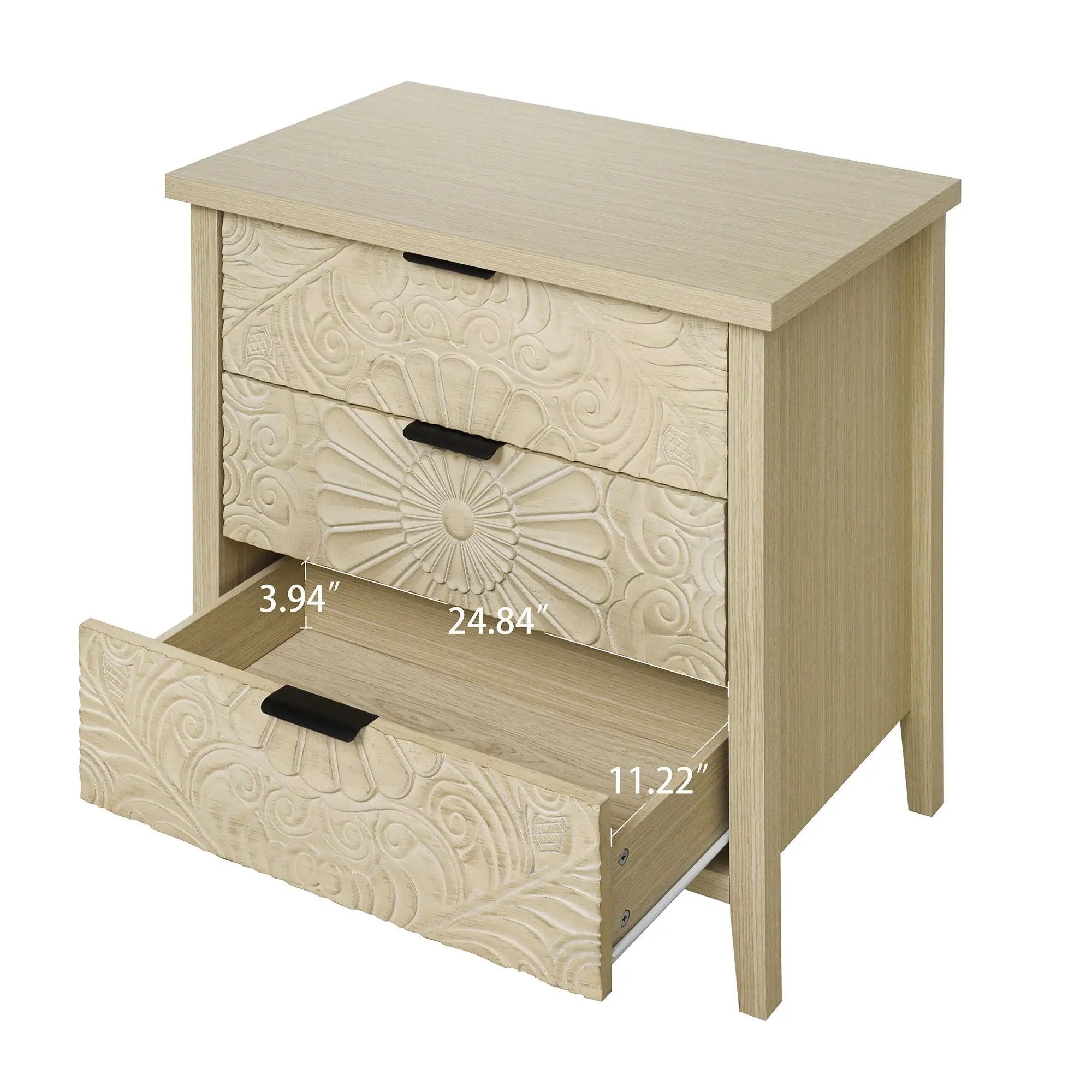 3 Drawer Cabinet - Natural Wood Finish by HouseOfZazla