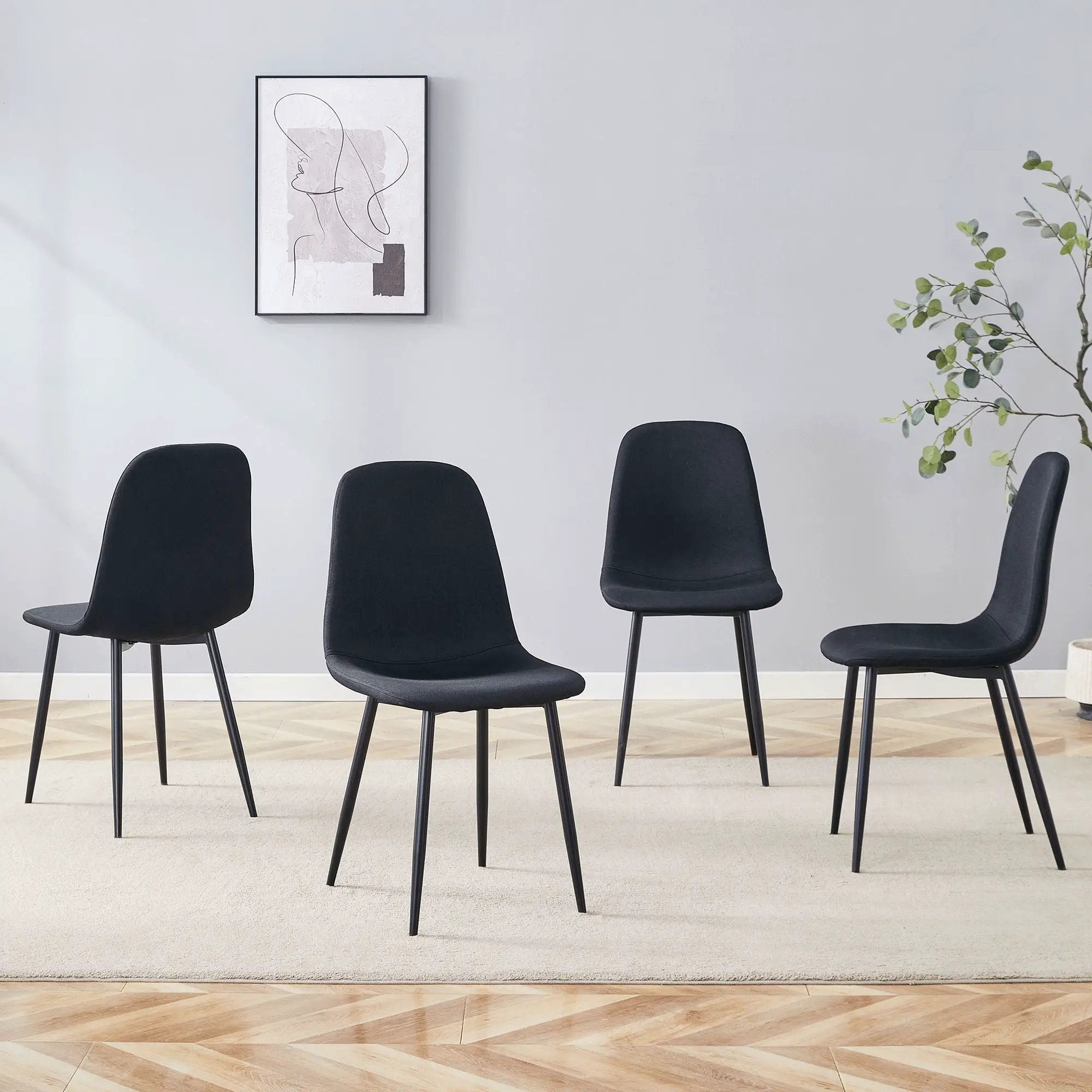 Modern Medieval Style Cushioned Side Chairs Set With Metal Legs For Kitchens by Unique Piece Furniture