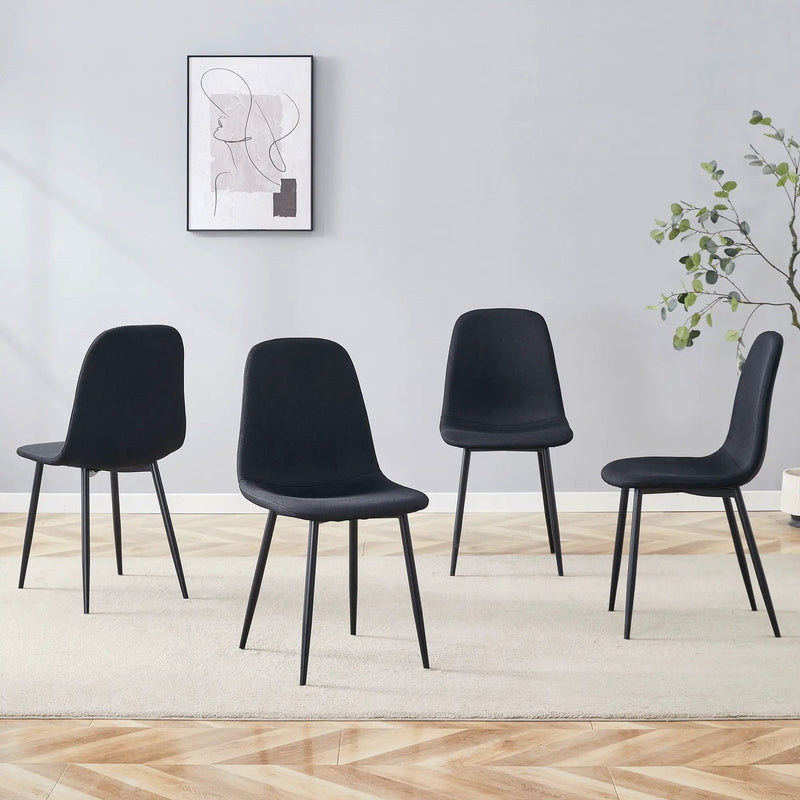 Modern Medieval Style Cushioned Side Chairs Set With Metal Legs For Kitchens by Unique Piece Furniture