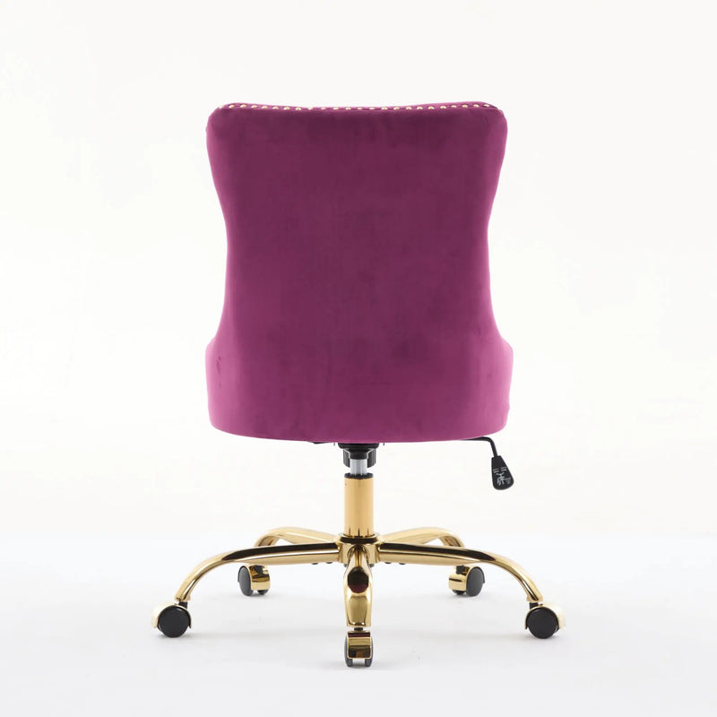 Office Chair Modern Velvet Upholstered Tufted Button (Purple) by HouseOfZazla