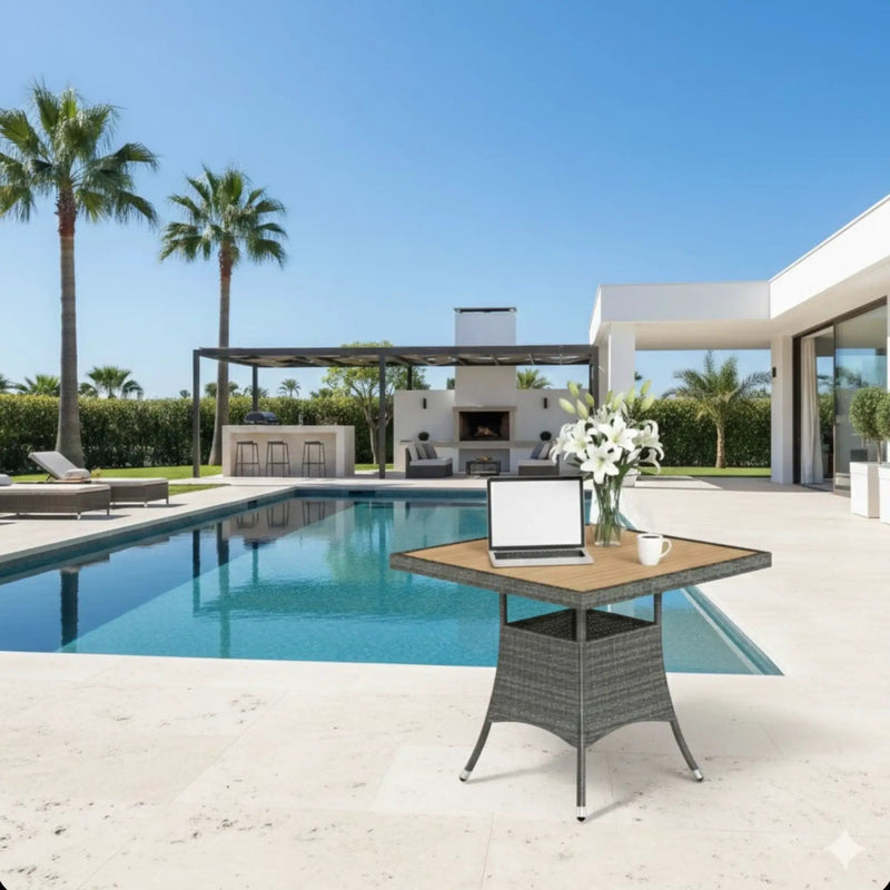 All-Weather Square Rattan Patio Dining Table by HouseOfZazla