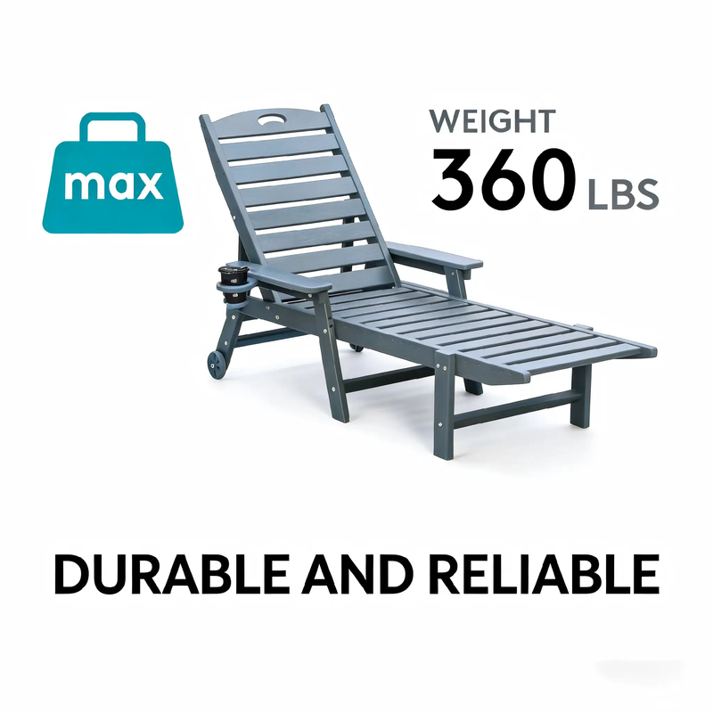 HDPE Chaise Lounge Chair Outdoor with Adjustable Backrest by HouseOfZazla