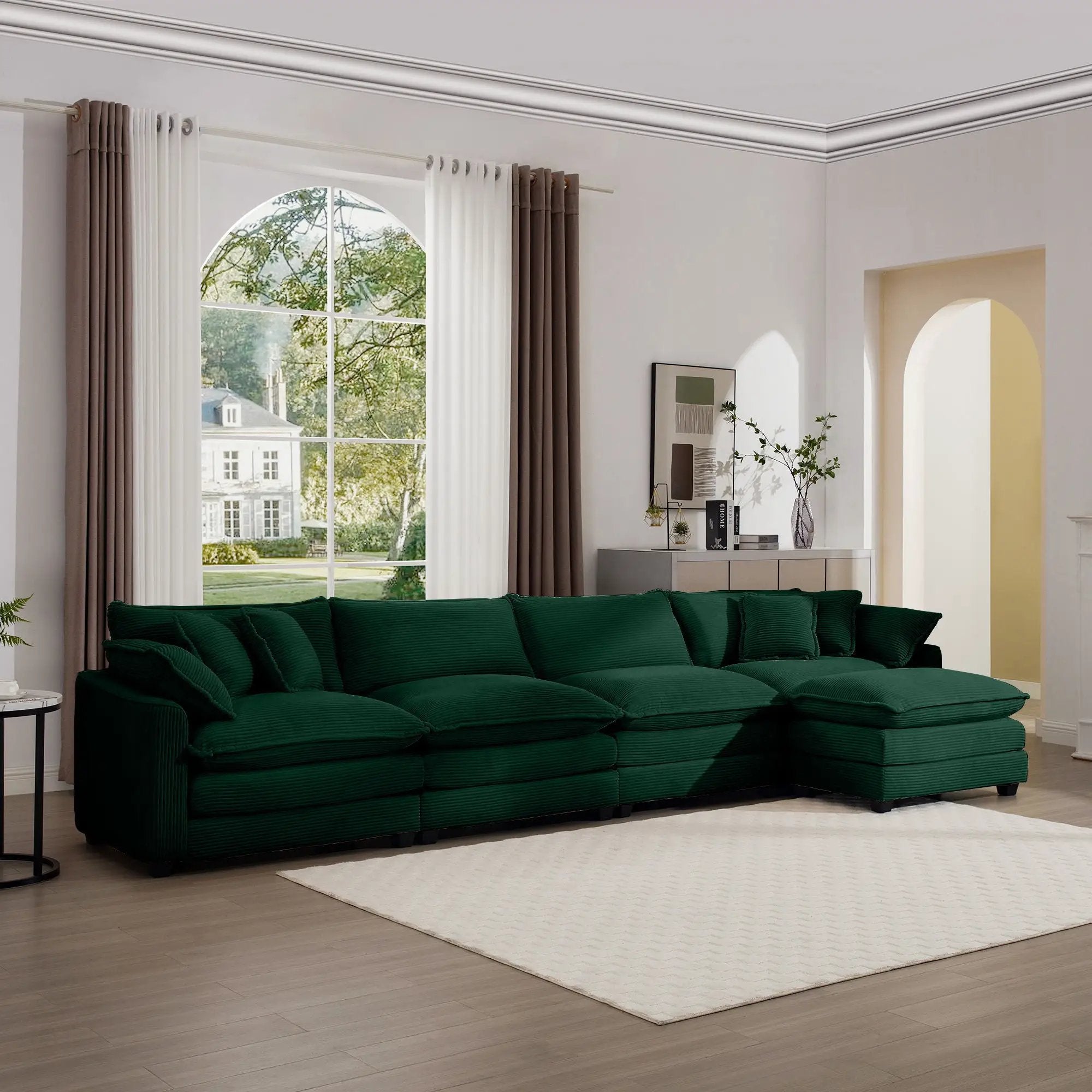 Modern Oversized Modular Cushion Sofa With Ottoman, Low Back, Deep Seating Sofa Set by Unique Piece Furniture