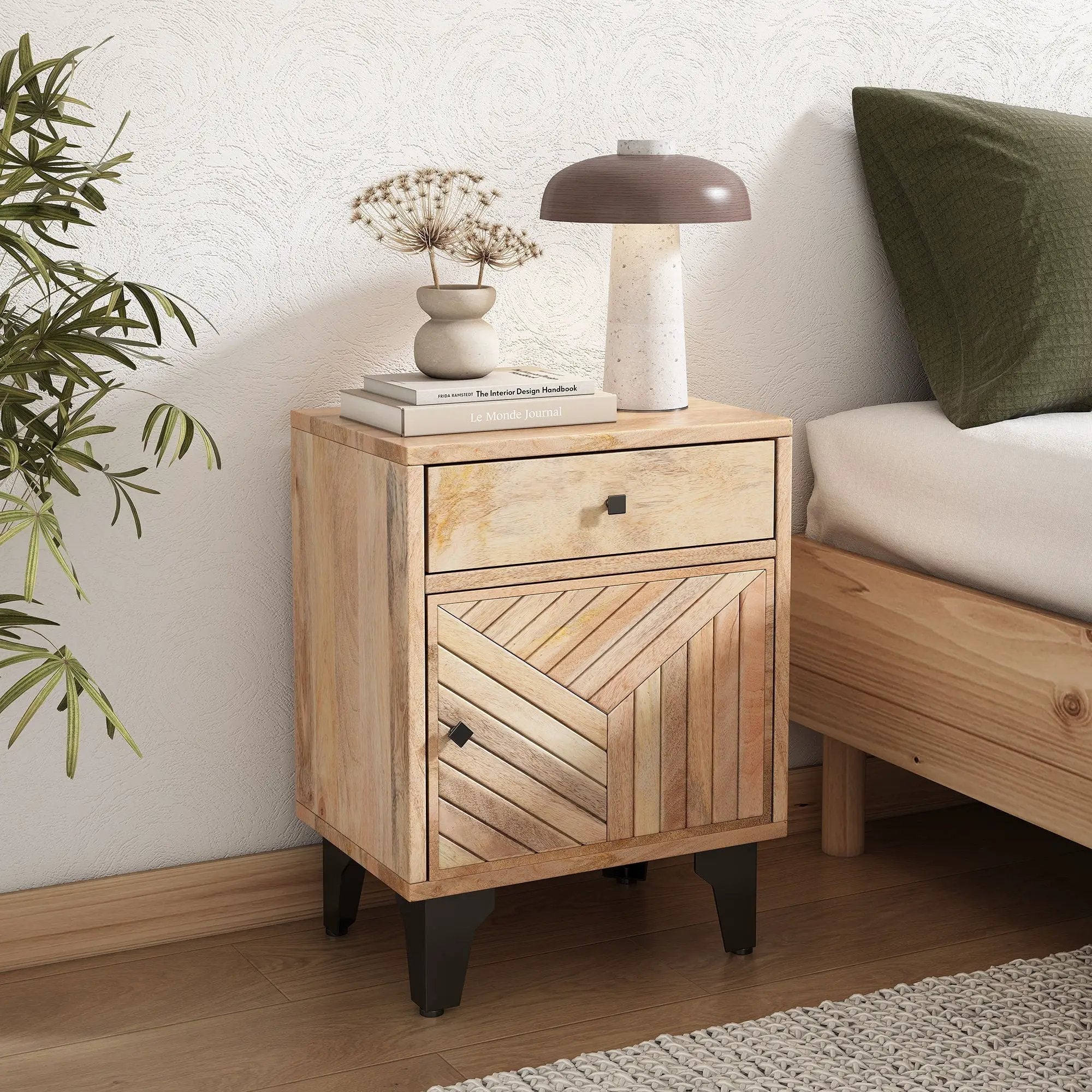 Solid Wood Vintage Nightstand With Handcrafted Detailing by HouseOfZazla