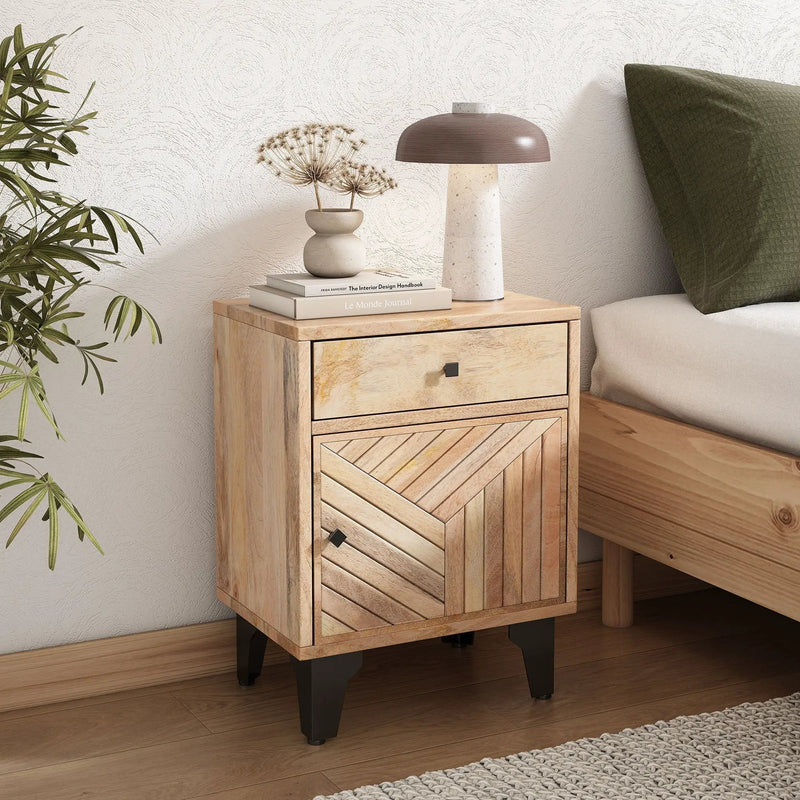Solid Wood Vintage Nightstand With Handcrafted Detailing by HouseOfZazla