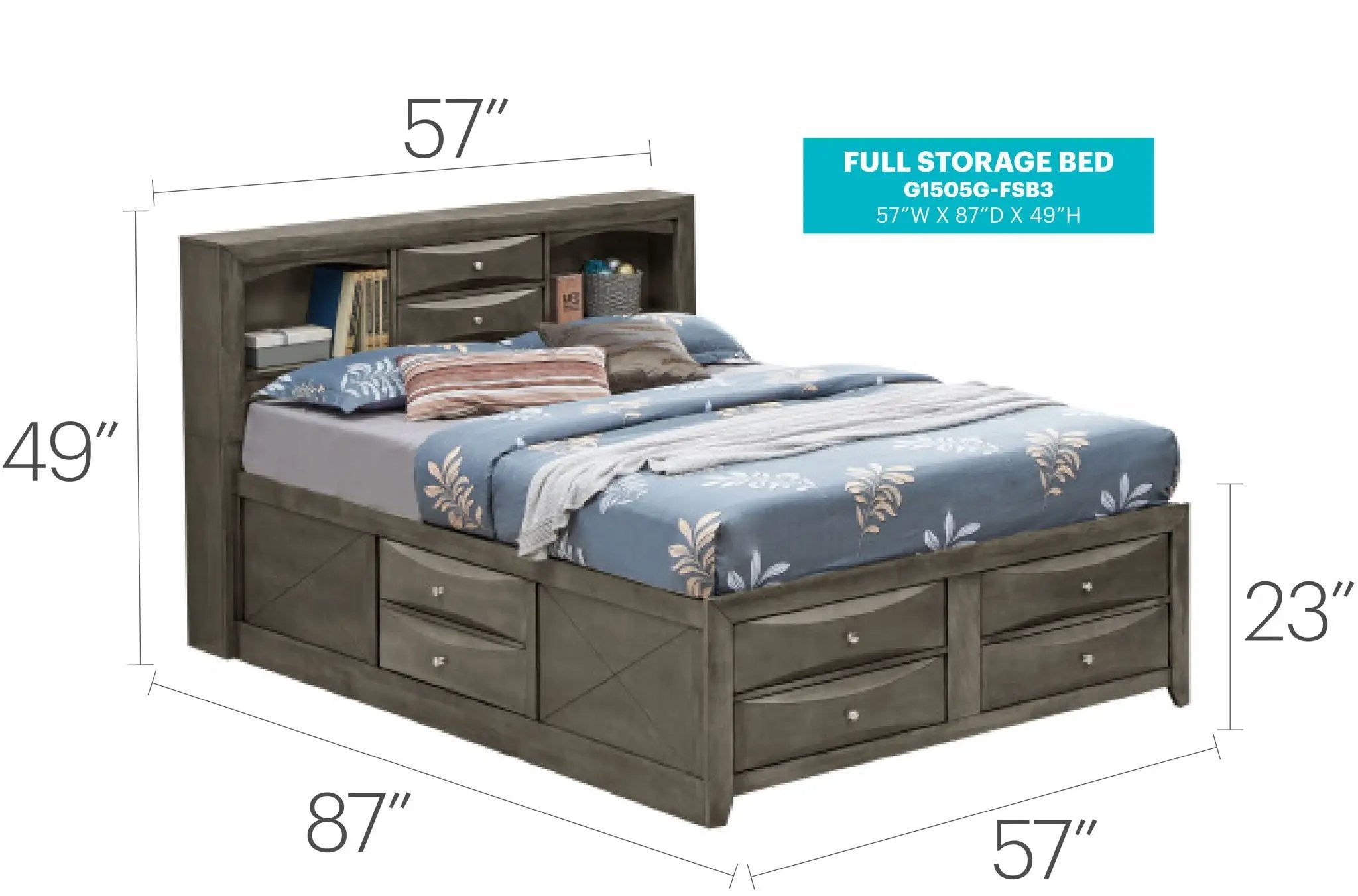 Modern Design Storage Bed With Bookcase Headboard by HouseOfZazla