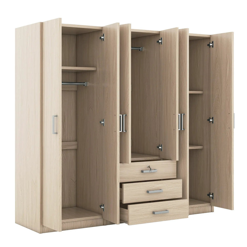 6-Doors Wooden Wardrobe Storage for Bedroom by HouseOfZazla