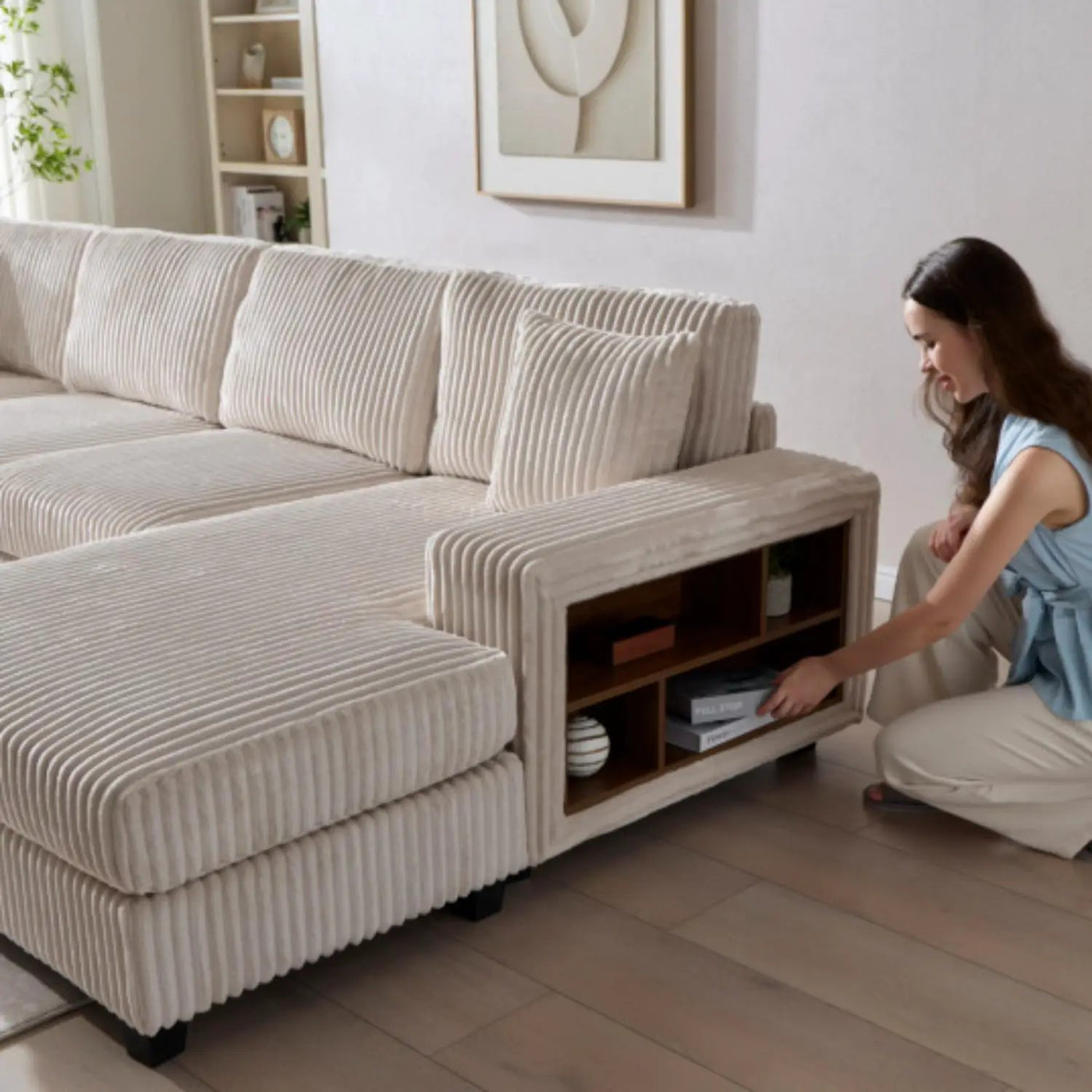 Convertible Sectional Sofa, Sleeper Oversized Living Room Lounge by Unique Piece Furniture