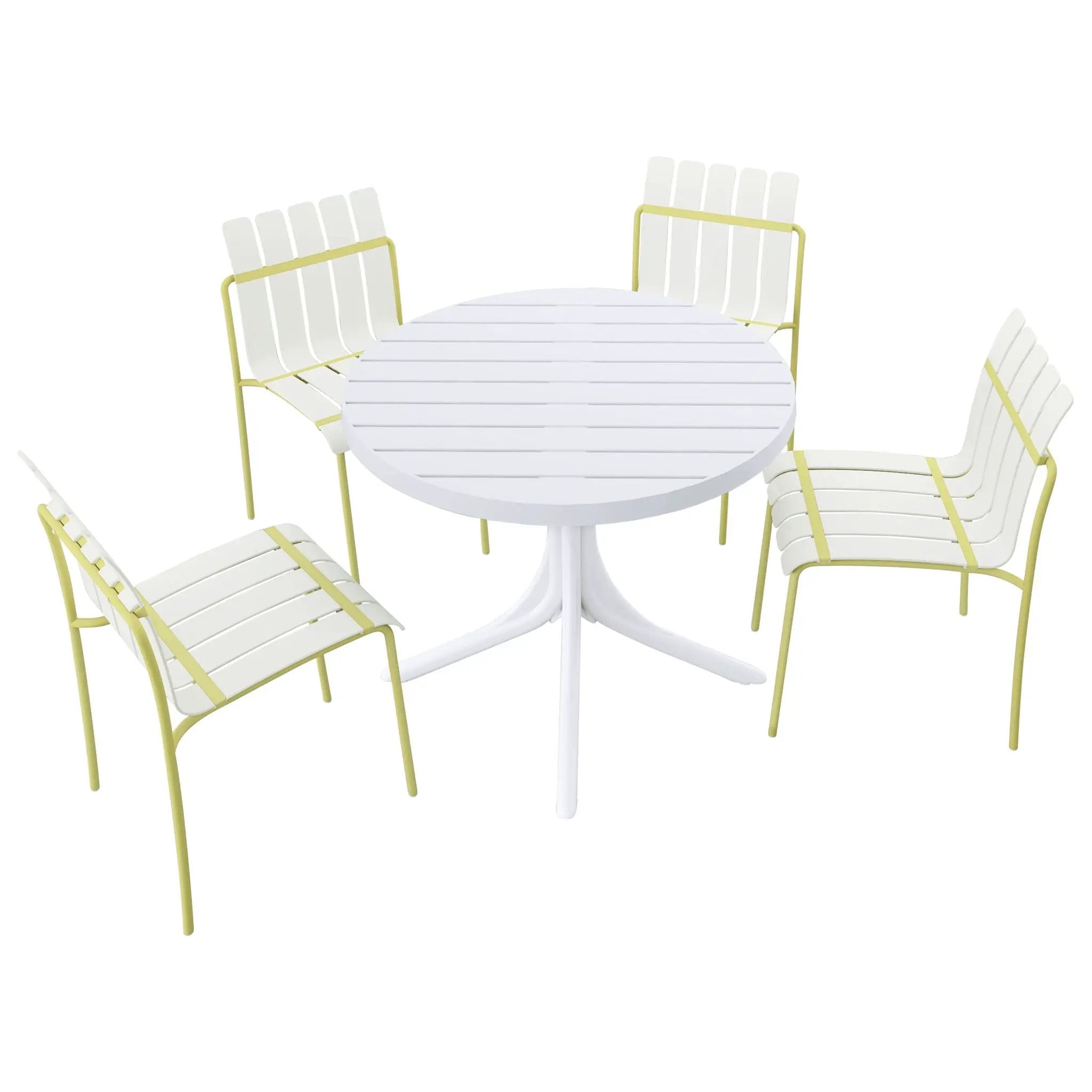 4 Piece Set Of Modern Color Block Designed Single Chairs With Round Table by Unique Piece Furniture