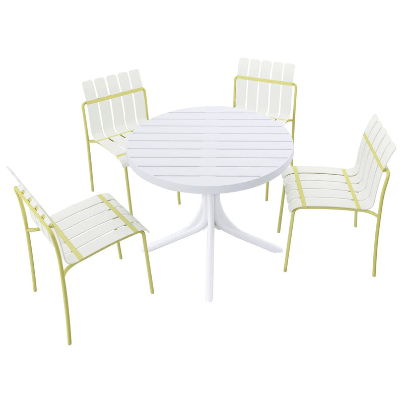 4 Piece Set Of Modern Color Block Designed Single Chairs With Round Table by Unique Piece Furniture