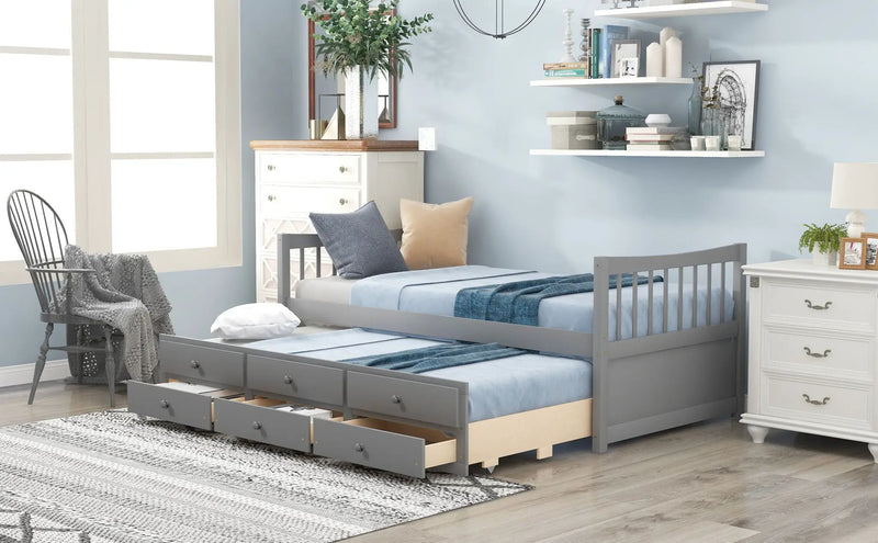 Twin Size Daybed With Trundle And Drawers by Unique Piece Furniture