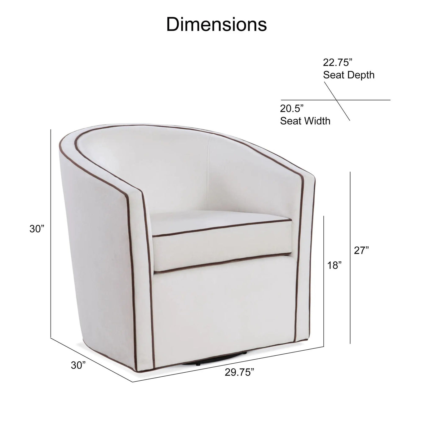 Kendall - Swivel Chair With Barrel Back Design by HouseOfZazla
